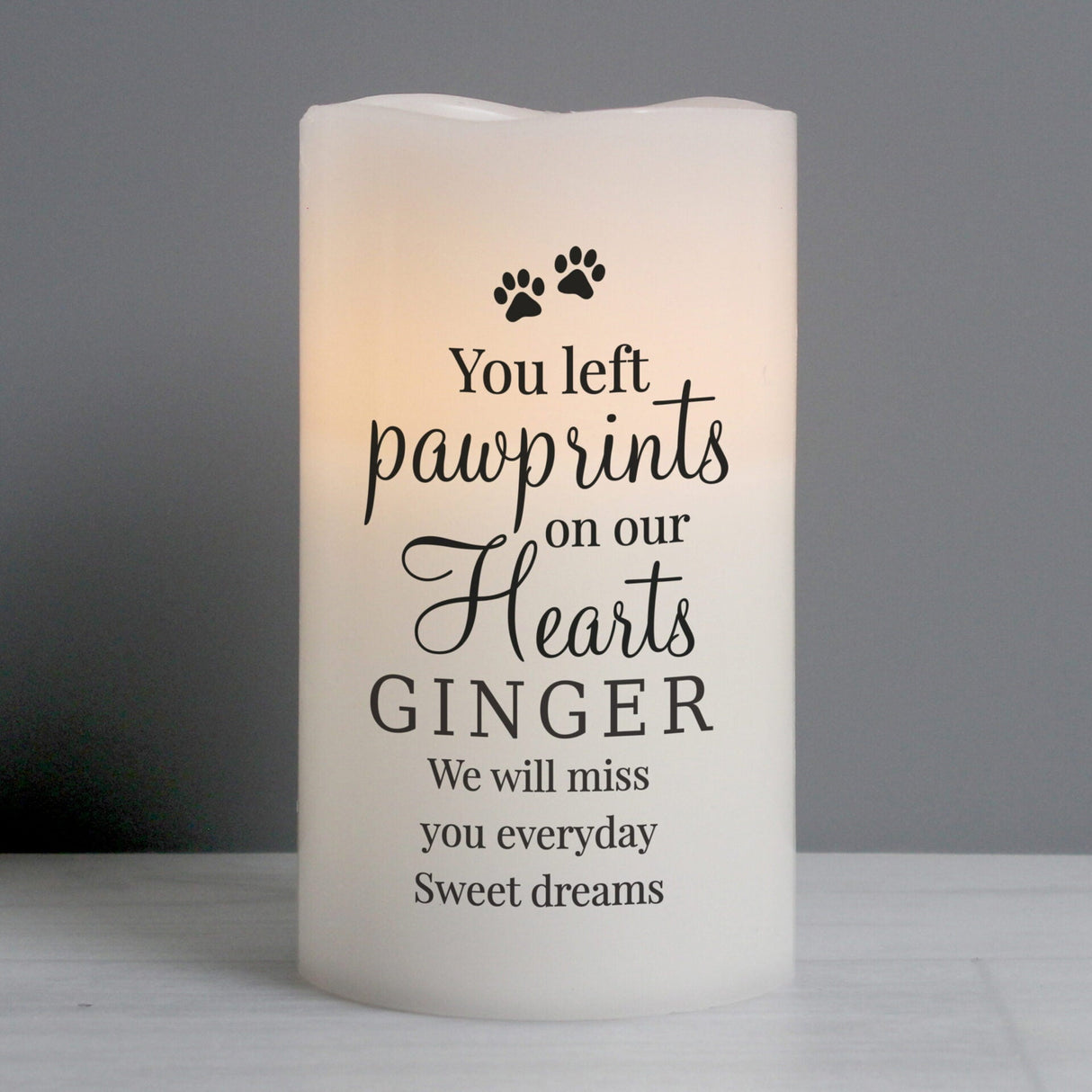 Personalised Pawprints On Our Hearts LED Candle: 2 - LED Lighting By Gift Moments