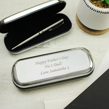 Personalised Chrome Pen and Engraved Box Set: 3 - Pens & Pencils By Gift Moments