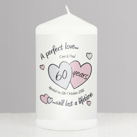 Personalised Diamond Anniversary Pillar Candle: 1 - Candles By Gift Moments