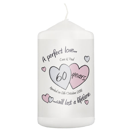 Personalised Diamond Anniversary Pillar Candle: 2 - Candles By Gift Moments