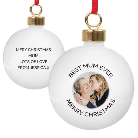 Personalised Photo Bauble: 5 - Christmas Baubles By Gift Moments