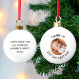 Personalised Photo Bauble: 3 - Christmas Baubles By Gift Moments