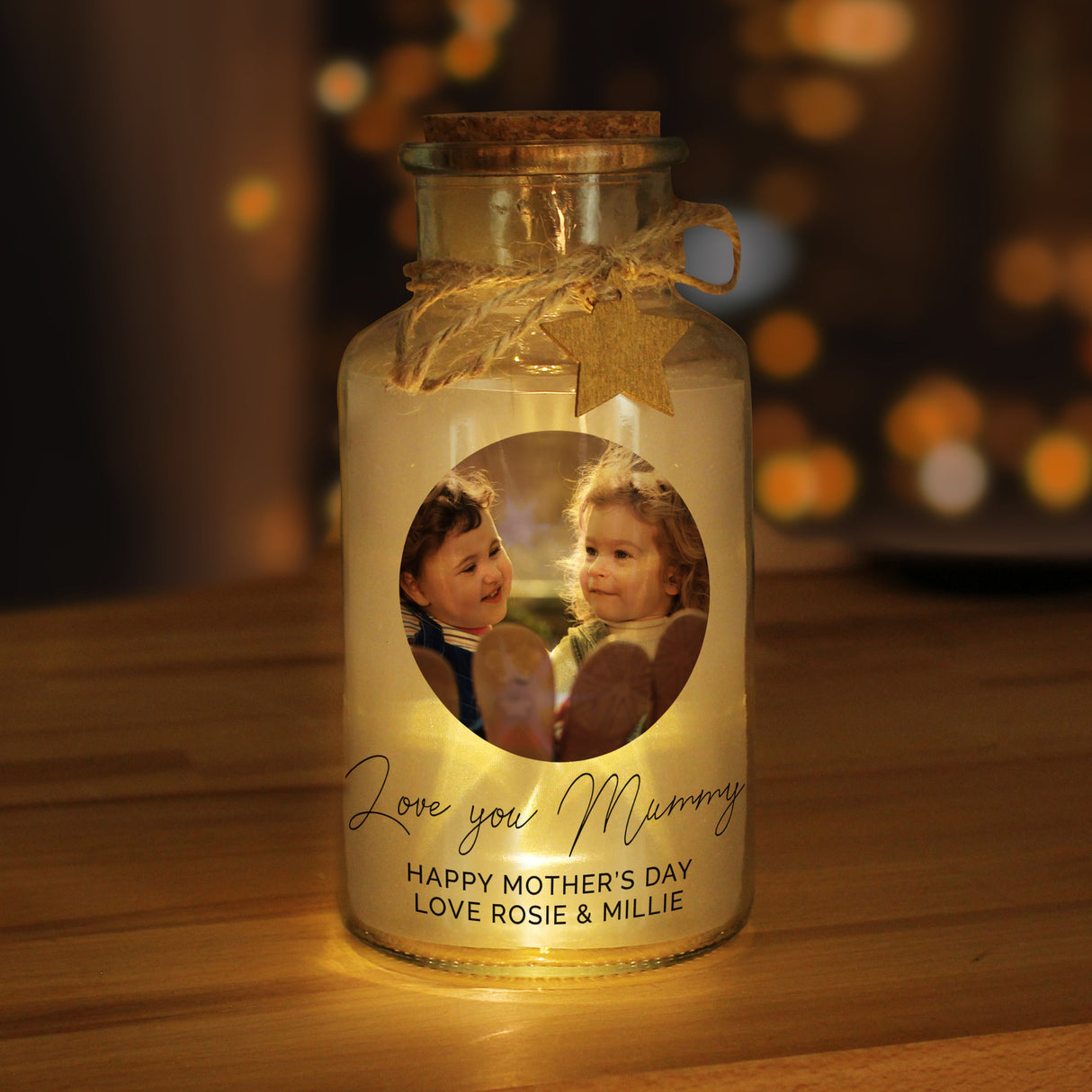 Personalised LED Glass Jar with Photo Upload: 1 - LED Lighting By Gift Moments