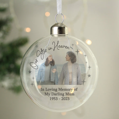 Personalised Memorial Glass Bauble with Photo: 6 - Christmas Baubles By Gift Moments