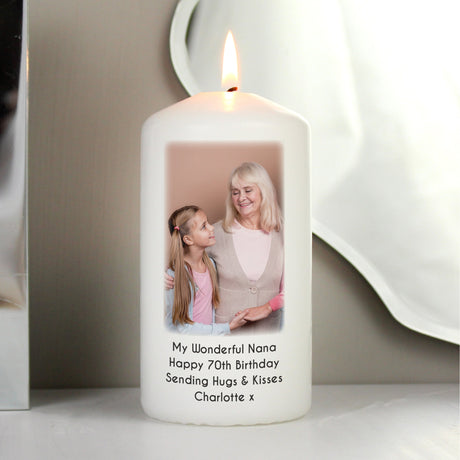 Personalised Photo Pillar Candle: 5 - Candles By Gift Moments