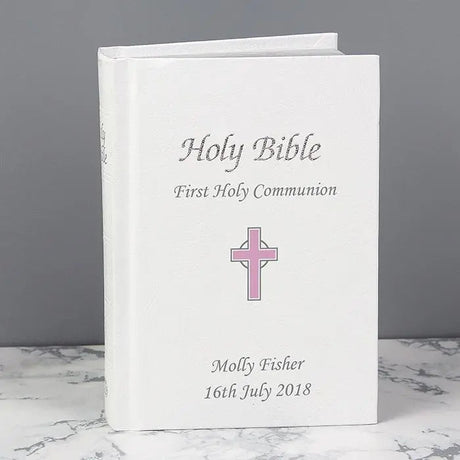 Personalised Pink Cross Holy Bible: 3 - Books By Gift Moments