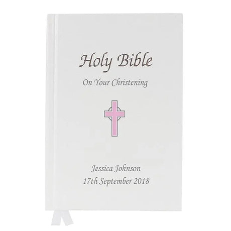 Personalised Pink Cross Holy Bible: 4 - Books By Gift Moments