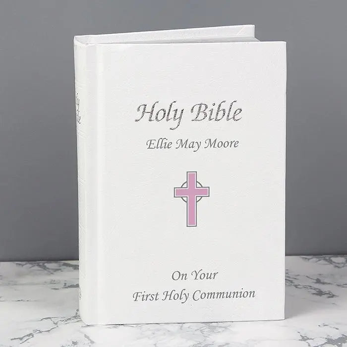 Personalised Pink Cross Holy Bible: 5 - Books By Gift Moments