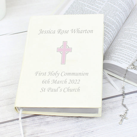 Personalised Pink Cross Holy Bible - Eco-friendly: 2 - Books By Gift Moments