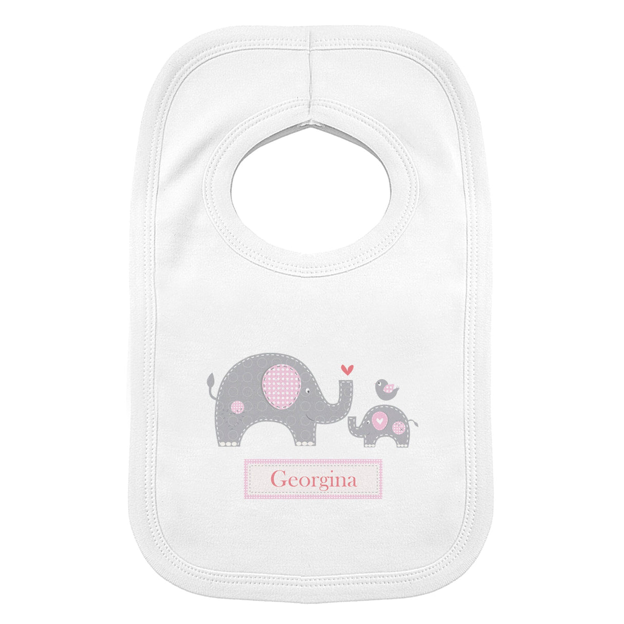 Personalised Pink Elephant Baby Bib 0-3 Months: 2 - Baby Clothing By Gift Moments