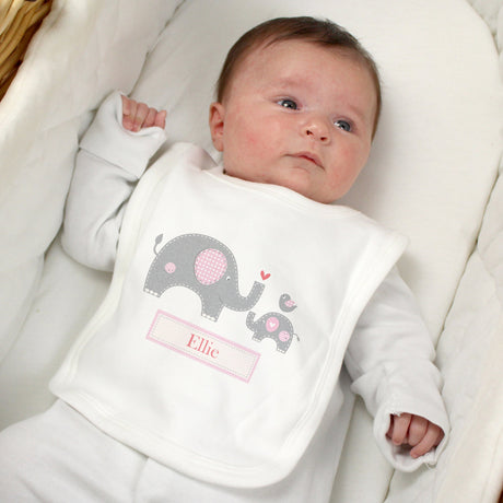 Personalised Pink Elephant Baby Bib 0-3 Months: 1 - Baby Clothing By Gift Moments