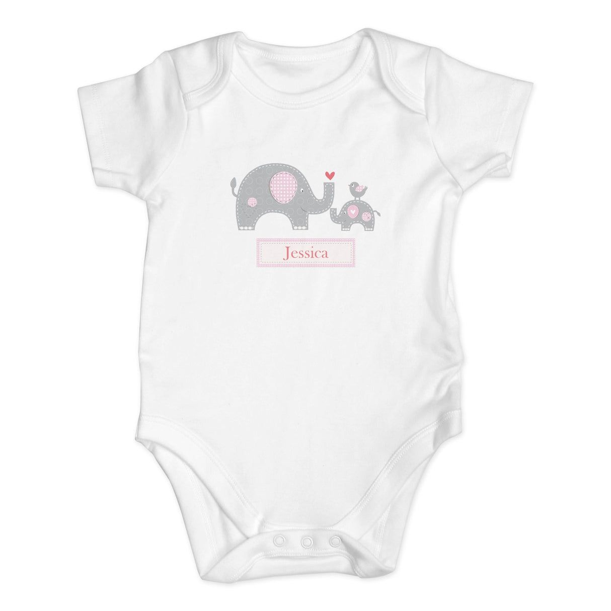 Personalised Cotton Pink Elephant Baby Vest: 3 - Baby Clothing By Gift Moments