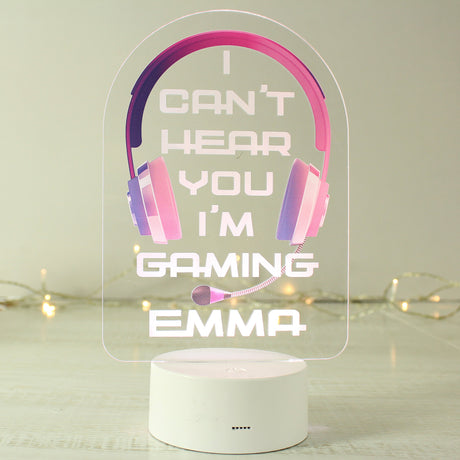 Personalised Pink Gaming LED Night Light: 2 - LED Lighting By Gift Moments