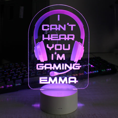 Personalised Pink Gaming LED Night Light: 1 - LED Lighting By Gift Moments