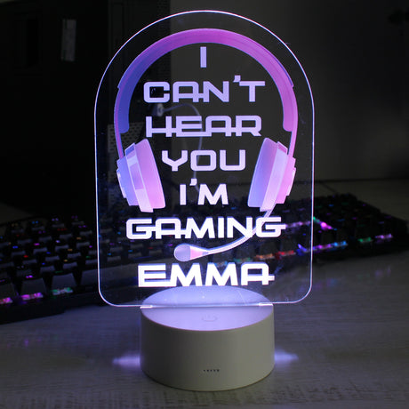 Personalised Pink Gaming LED Night Light: 3 - LED Lighting By Gift Moments