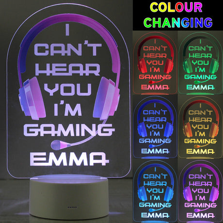 Personalised Pink Gaming LED Night Light: 4 - LED Lighting By Gift Moments