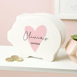 Personalised Pink Heart Piggy Bank: 2 - Money Boxes By Gift Moments