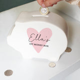 Personalised Pink Heart Piggy Bank: 3 - Money Boxes By Gift Moments