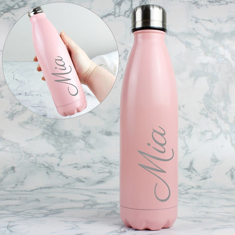 Personalised Pink Insulated Drinks Bottle 500ml: 2 - Water Bottles By Gift Moments