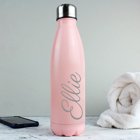 Personalised Pink Insulated Drinks Bottle 500ml: 3 - Water Bottles By Gift Moments