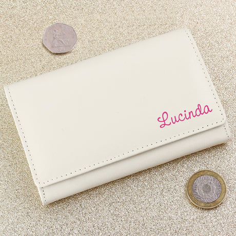 Personalised Cream Leather Name Purse: 1 - Bags & Purses By Gift Moments