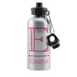 Personalised Pink Name Silver Water Bottle: 4 - Kids Bottles By Gift Moments