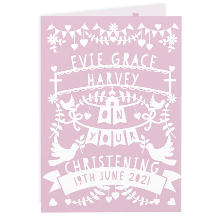 Personalised Pink Papercut Religious Occasion Card: 3 - Greeting Cards By Gift Moments