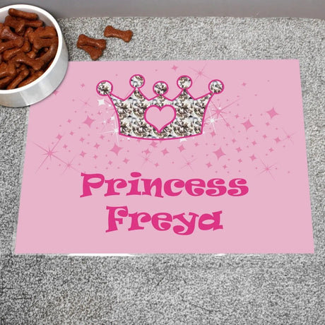 Personalised Pink Princess Pet Bowl Mat: 1 - Pet Products By Gift Moments