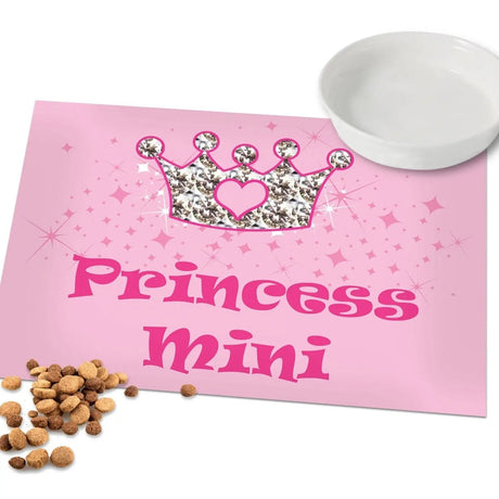 Personalised Pink Princess Pet Bowl Mat: 2 - Pet Products By Gift Moments