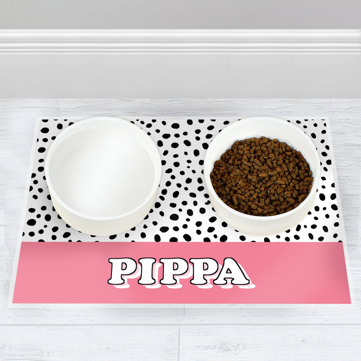 Personalised Pink Spots Dog Bowl Mat: 1 - Pet Products By Gift Moments