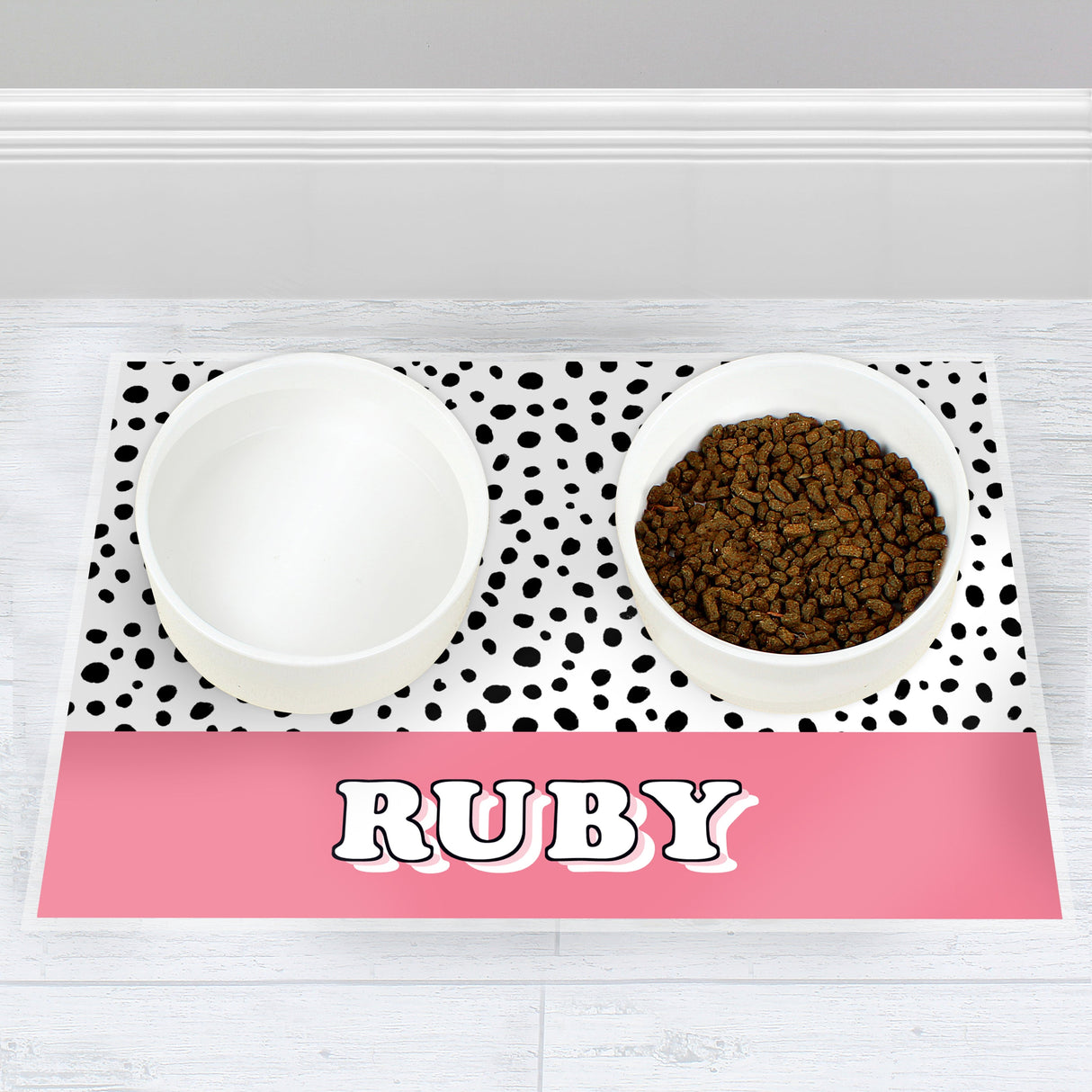 Personalised Pink Spots Dog Bowl Mat: 2 - Pet Products By Gift Moments