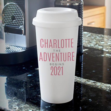 Personalised Pink Insulated Eco Travel Cup: 2 - Travel Mugs By Gift Moments