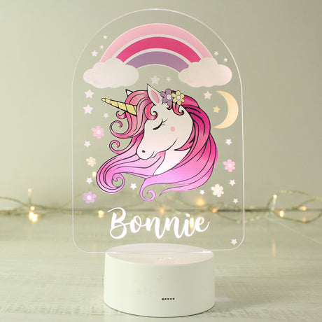 Personalised Pink Unicorn LED Night Light: 4 - LED Lighting By Gift Moments