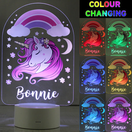 Personalised Pink Unicorn LED Night Light: 3 - LED Lighting By Gift Moments