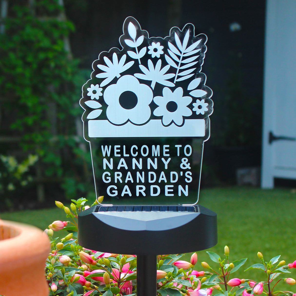 Personalised Plant Pot Outdoor Solar Light: 1 - Solar Lights By Gift Moments