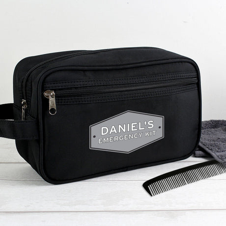 Personalised Black Toiletry Bag: 2 - Toiletry & Makeup Bags By Gift Moments