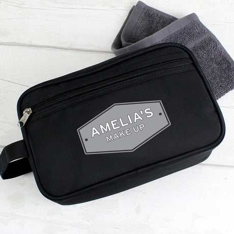 Personalised Black Toiletry Bag: 1 - Toiletry & Makeup Bags By Gift Moments