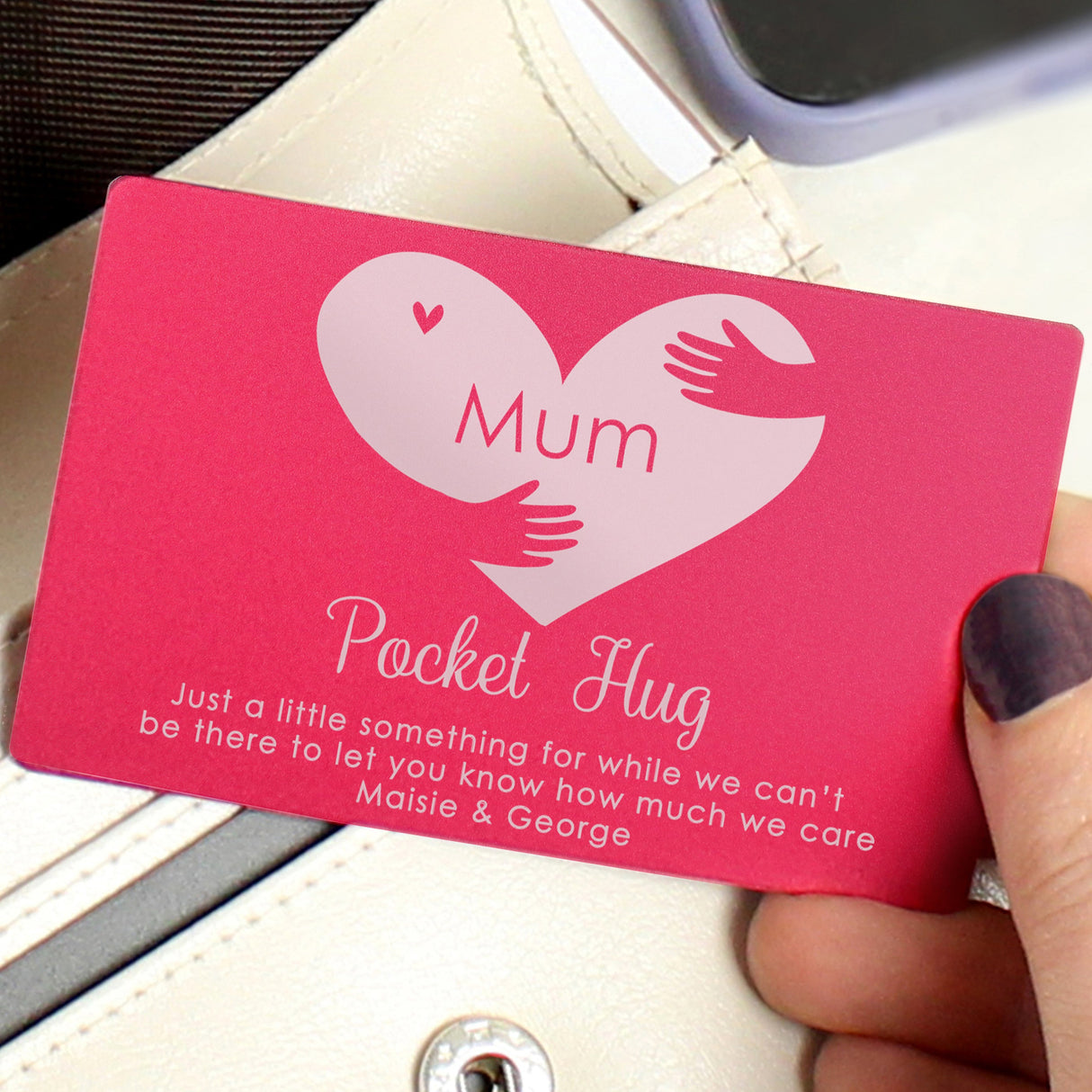 Personalised Pocket Hug Cerise Wallet Card: 2 - Wallet Cards By Gift Moments