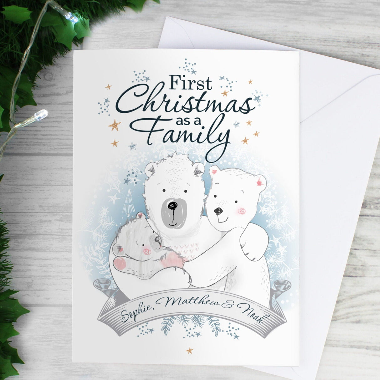 Personalised Polar Bear Family Christmas Card: 1 - Greeting Cards By Gift Moments