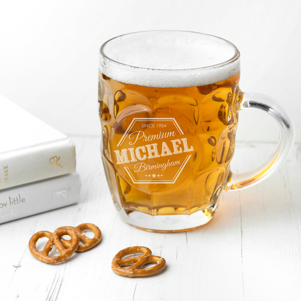 Personalised Premium Dimpled Beer Stein: 3 - Beer Glasses By Gift Moments