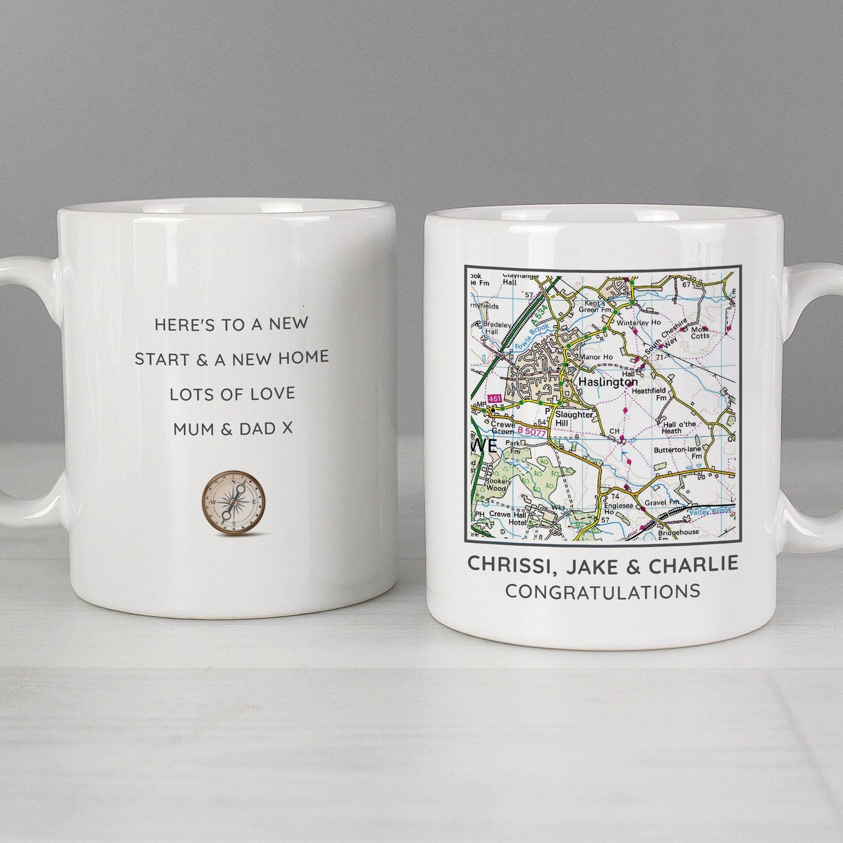 Personalised Map Compass Mug: 2 - Mugs By Gift Moments