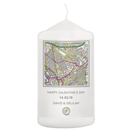 Personalised Map Pillar Candle: 2 - Candles By Gift Moments