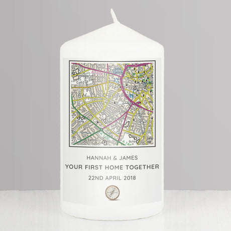 Personalised Map Pillar Candle: 1 - Candles By Gift Moments