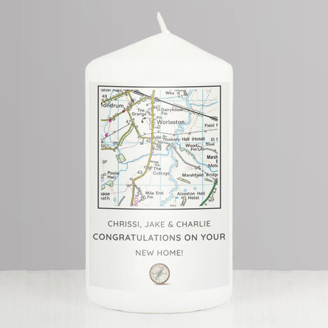 Personalised Map Pillar Candle: 3 - Candles By Gift Moments