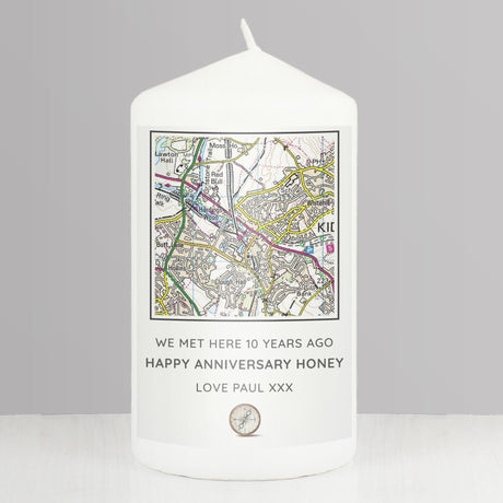 Personalised Map Pillar Candle: 4 - Candles By Gift Moments