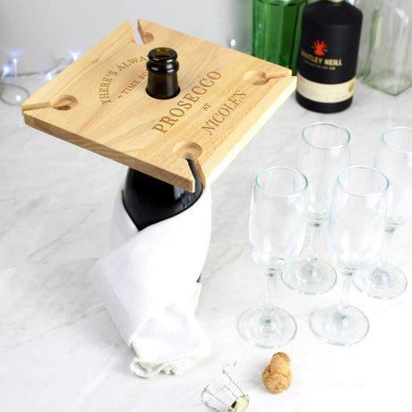 Personalised Prosecco Holder with Flute Stand: 3 - Barware By Gift Moments