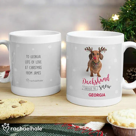 Personalised Dachshund Christmas Mug: 2 - Mugs By Rachael Hale