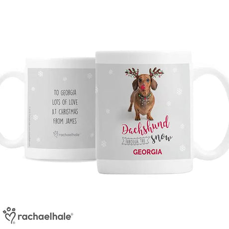 Personalised Dachshund Christmas Mug: 3 - Mugs By Rachael Hale