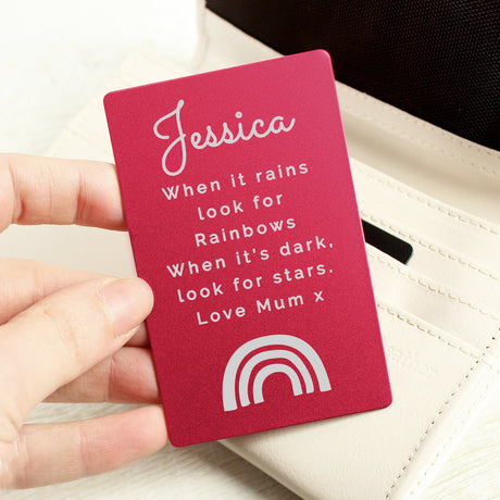 Personalised Rainbow Cerise Wallet Card: 2 - Wallet Cards By Gift Moments