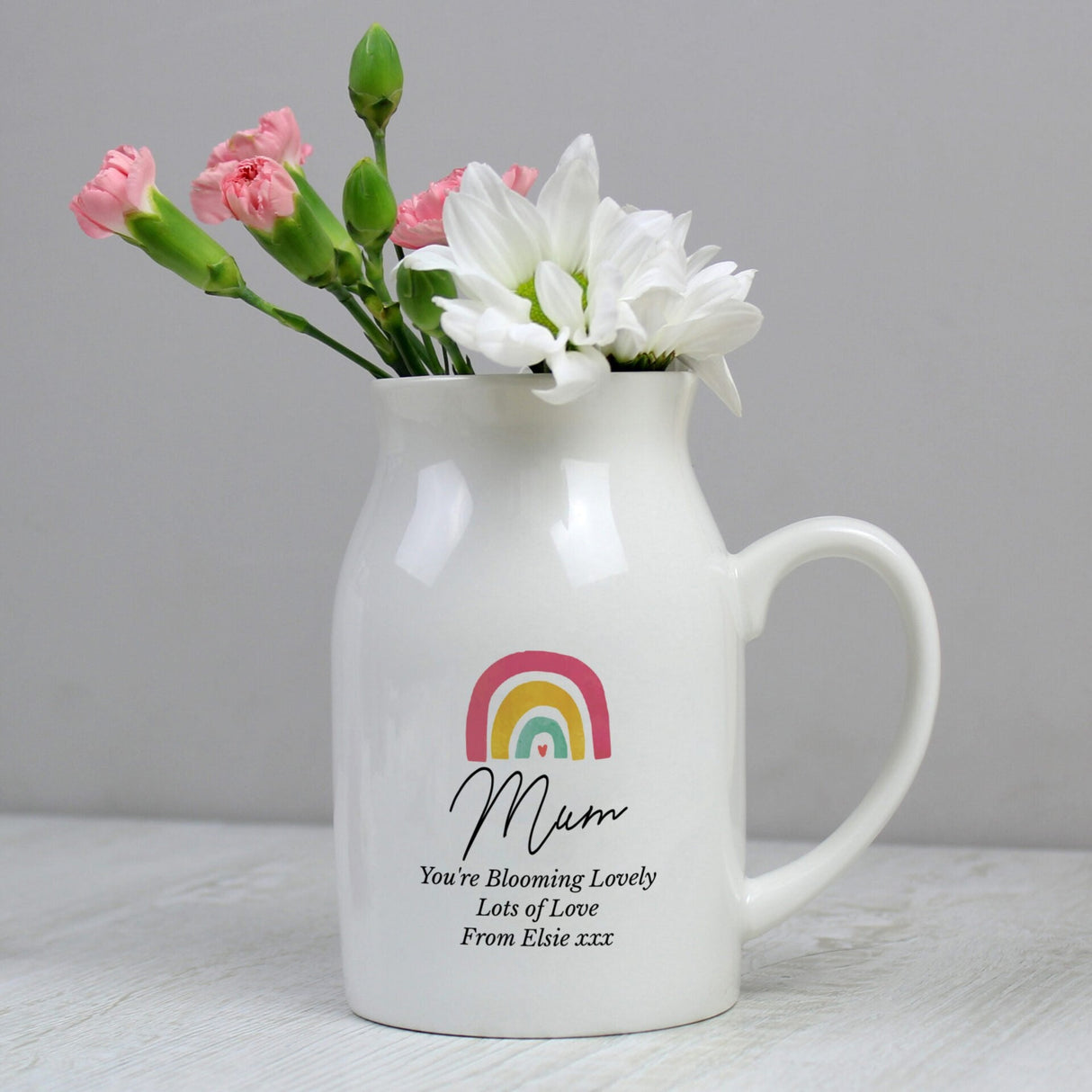 Personalised Rainbow Flower Jug Vase: 1 - Vases By Gift Moments